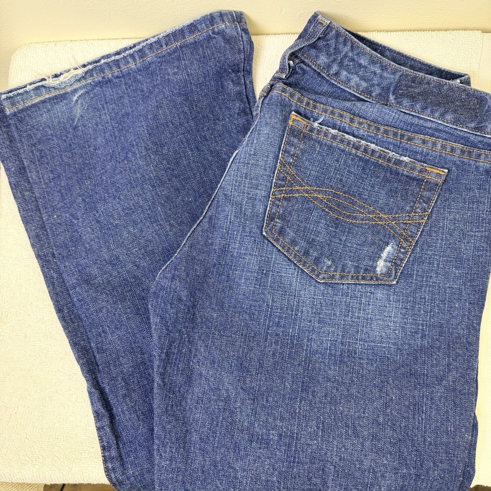 Abercrombie & Fitch Jeans Womens 2 Blue Flare Distressed Denim Y2K 2000s Vintage